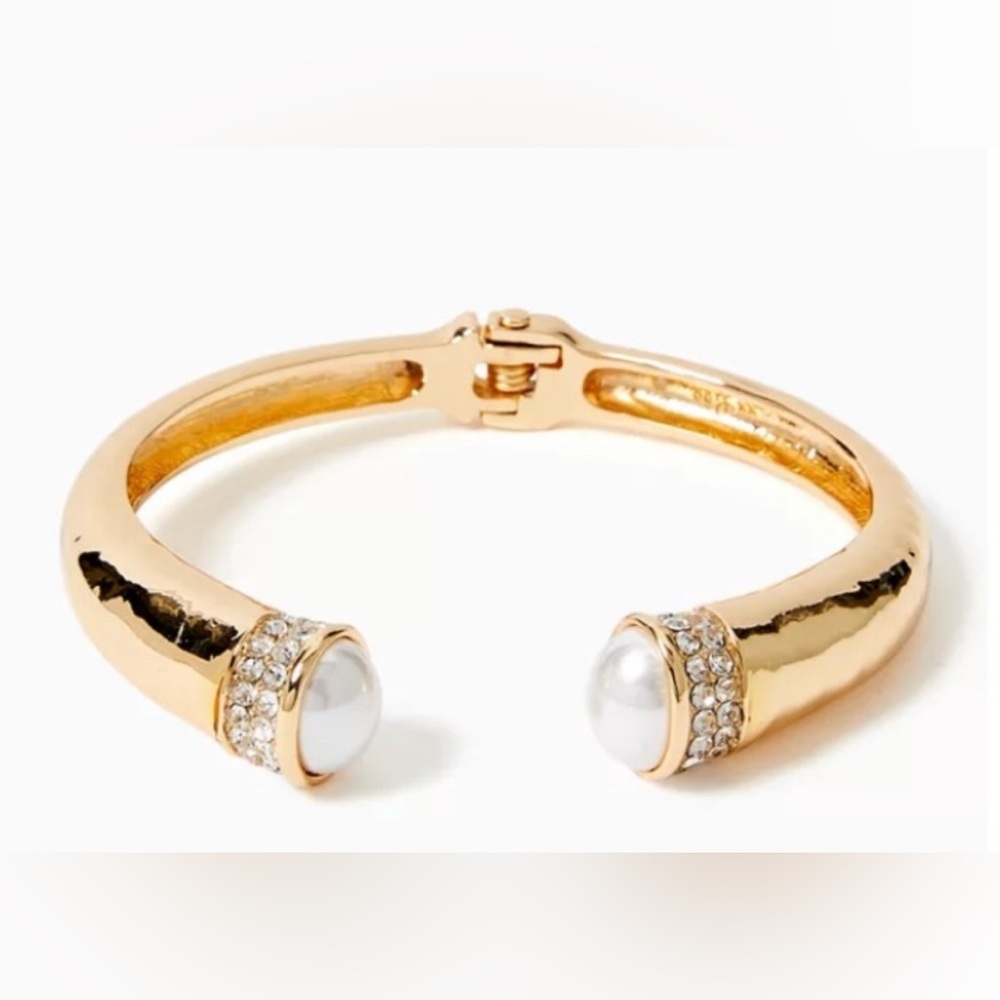 Lily Pulitzer Gold Colored Cuff Bracelet with Pearl like & crystal like Accents.